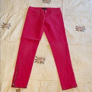 Toxic jeans size 1 juniors hot pink side zip legs